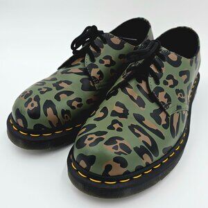 Doc Dr Martens Distorted Leopard Print Leather Oxford Olive Shoes Unisex M9 W10